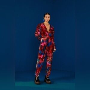 NWT Farm Rio Snake Garden Red Jumpsuit Size Large